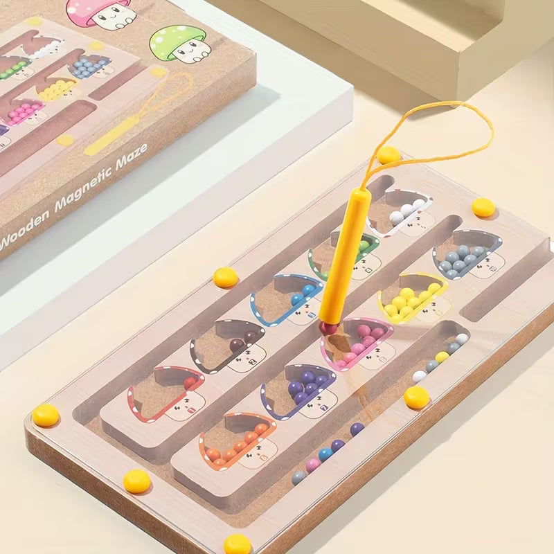 Wooden Mushroom Magnetic Color And Number Maze