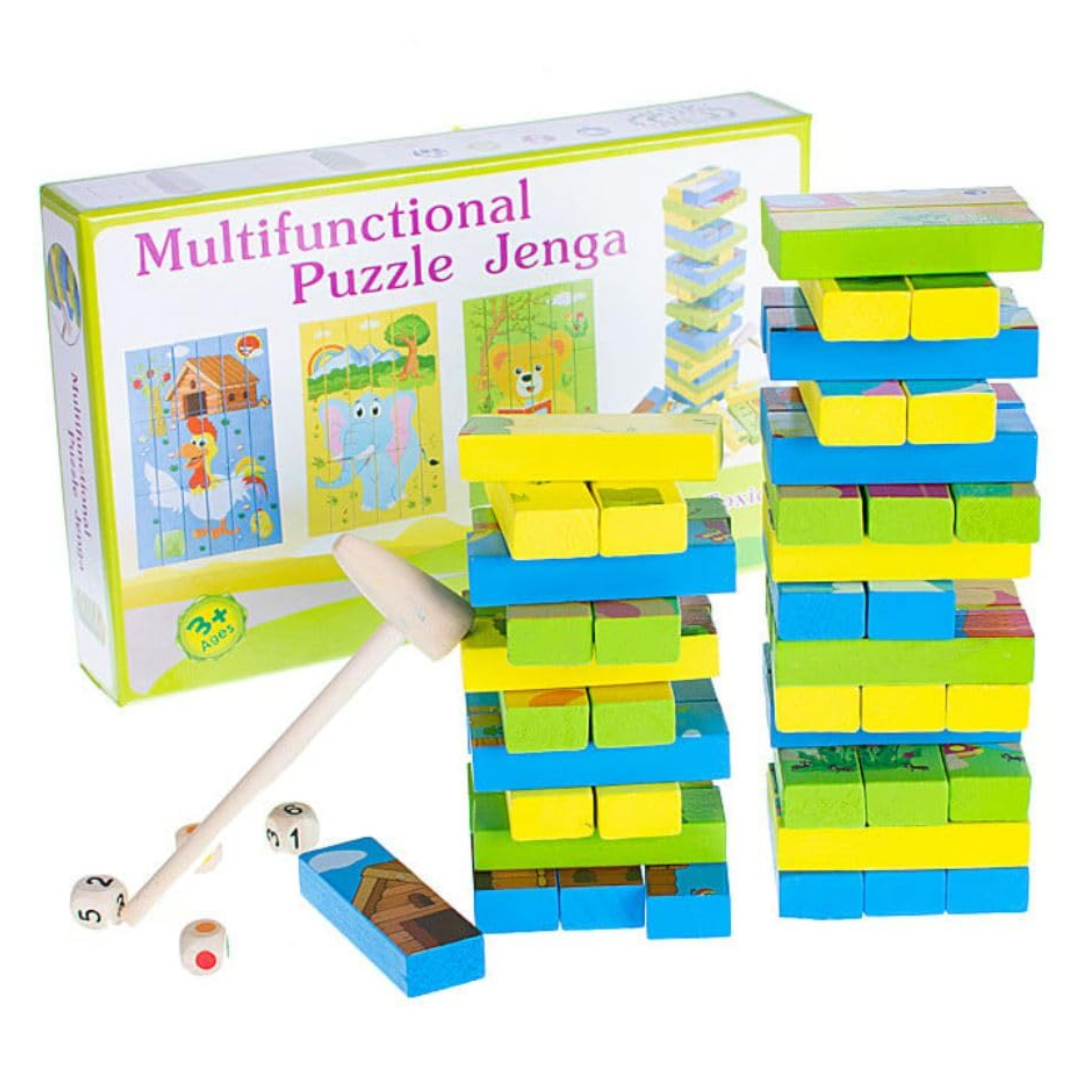 Multi functional jenga puzzle