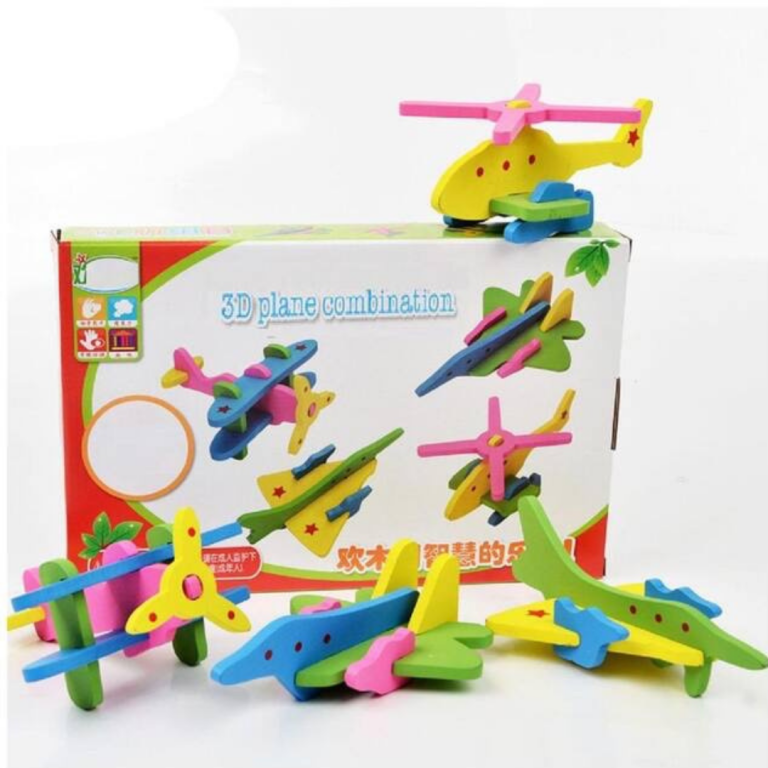 3D Plane - DIY wooden game - Plane combination - set of 4 in box