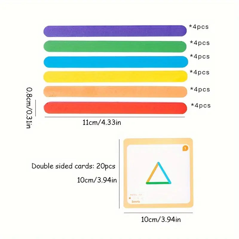 24pcs Wooden Rainbow popStick Toys