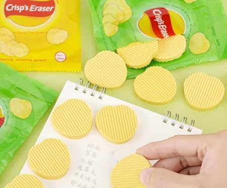 Potato Chip Shaped Erasers for School Kids | Stationery Gift Set | Pack of 4pcs Eraser
