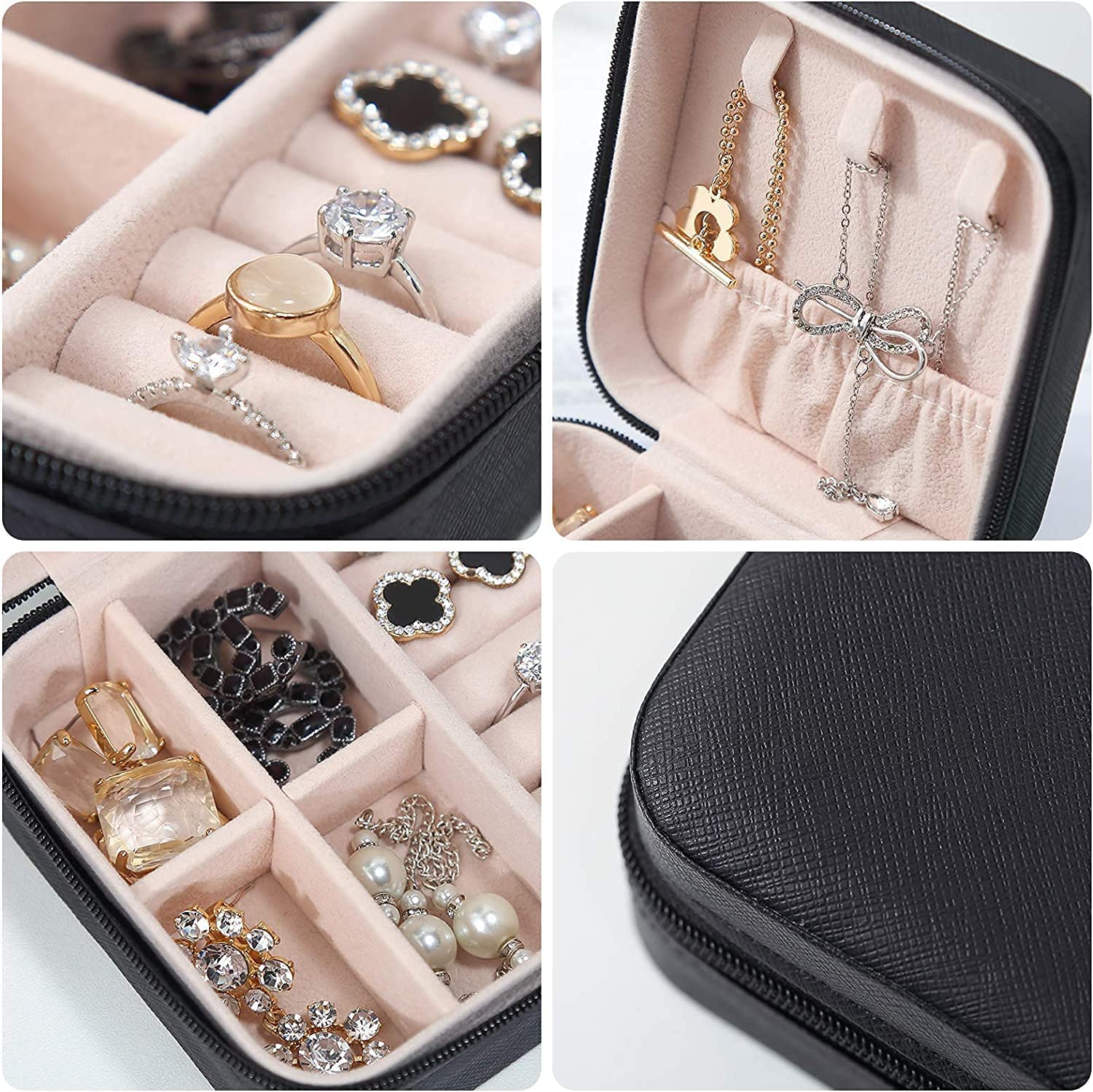Leather Zipper Portable Jewel Box (1pc)