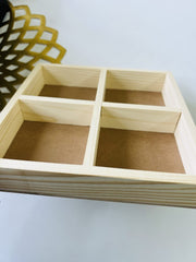 4 partition wooden tray