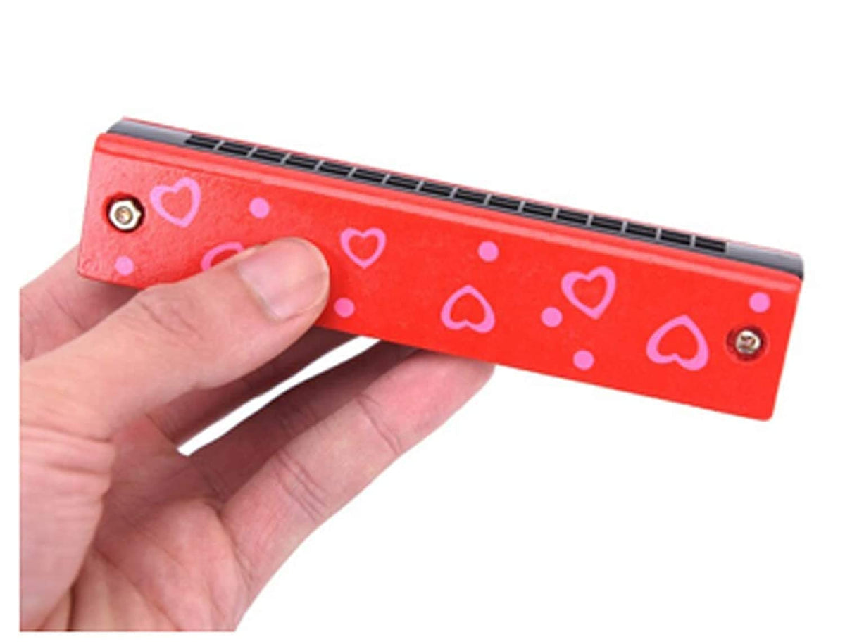 Wooden Harmonica Colorful Kids Musical Instruments Toys Children Cartoon Pattern Wood Mouth Organ Random Color and De...