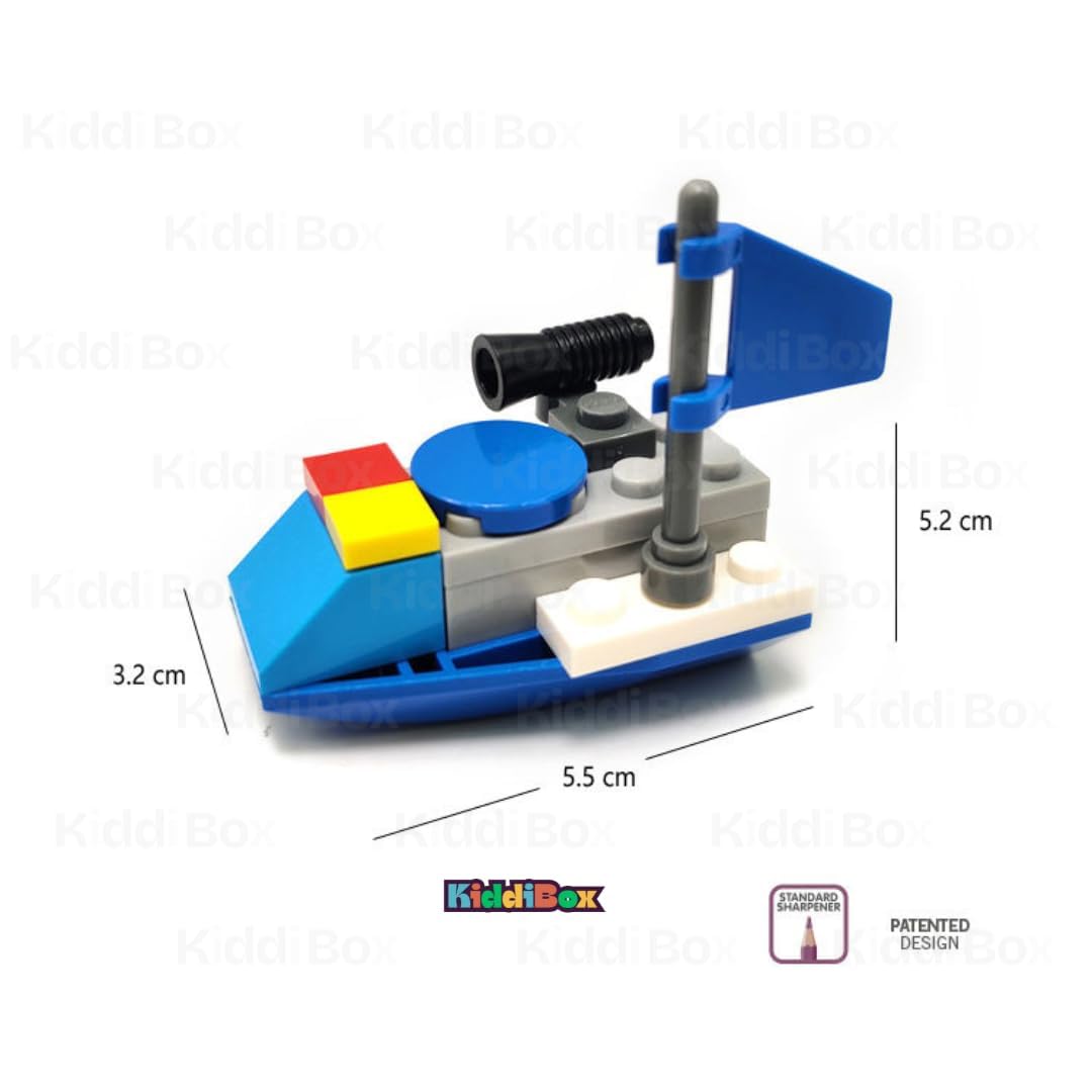 Pack of 2 KiddiBox DIY Puzzle Pencil Sharpener Patrol Yacht, Building Block Toy with Standard Sharpener, Multicolour ...