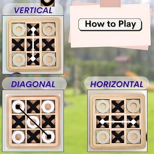 RBC Classic Wooden Tic Tac Toe Game – Engaging XOXO Board Game for Kids & Adults, Fun Brain-Boosting Tabletop Toy, Pe...