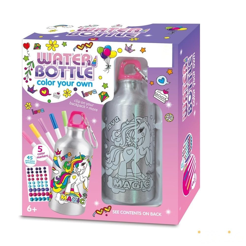 KRySt DIY Doodle Water Bottle for Kids (500 ml) | Includes 5 Color Pens | Creative Art & Craft Activity | Personalize...