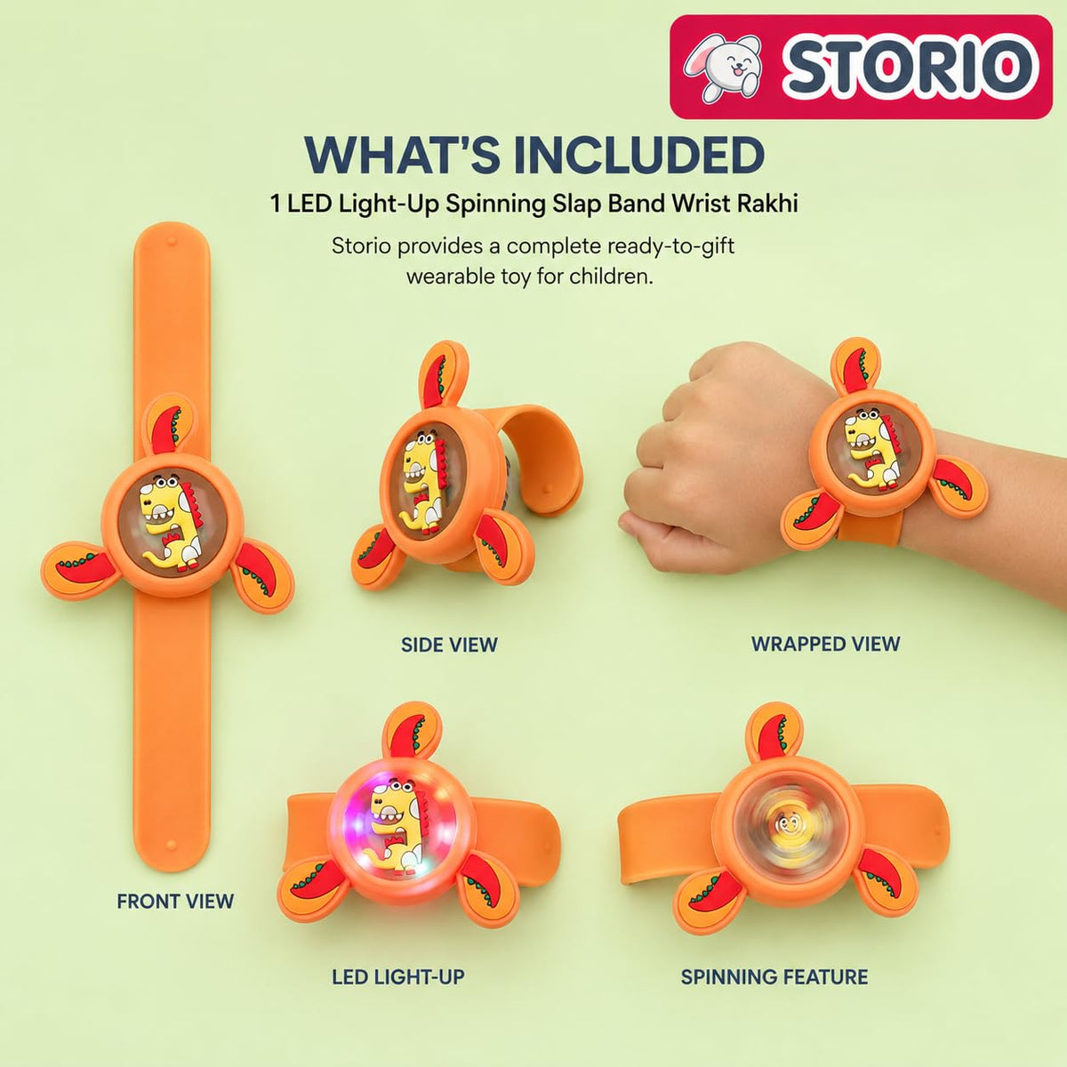 Storio Pack of 1 Rakhi for Brother Kids Wrist Band for Boys and Girls Spinning Slap Band Cute Cartoon Bracelet Wrist ...