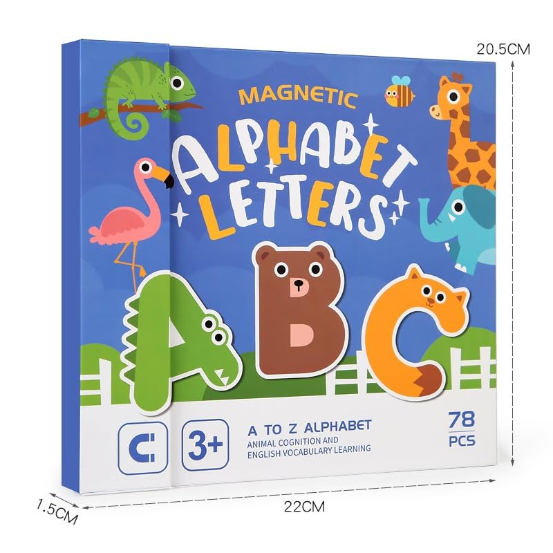 Magnetic Alphabet Letters Learning Set for Kids | 78 Pcs ABC with Animal Board Book | Montessori Educational Toy for ...