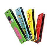 Wooden Harmonica Colorful Kids Musical Instruments Toys Children Cartoon Pattern Wood Mouth Organ Random Color and De...