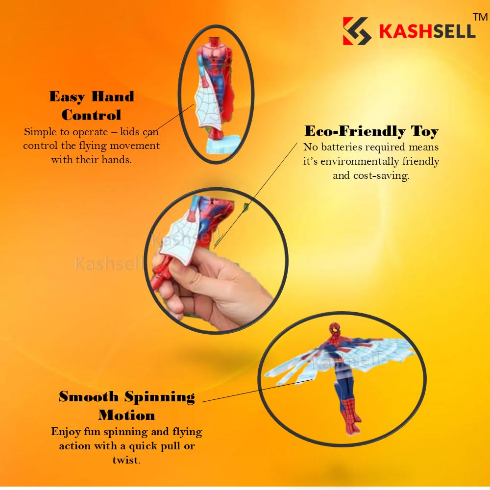 Flying Superhero Action Toy Hand-Press Launcher Plastic Battery Free Kids Indoor Play |Easy to Use 3+ Years Boys Girl...