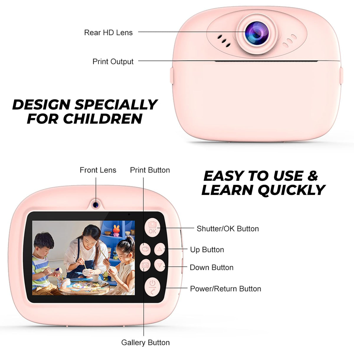 DIY Instant Camera Printer for Kids & Creative Fun | Portable Mini Photo Printing Camera | Easy Photo Printing & Craf...