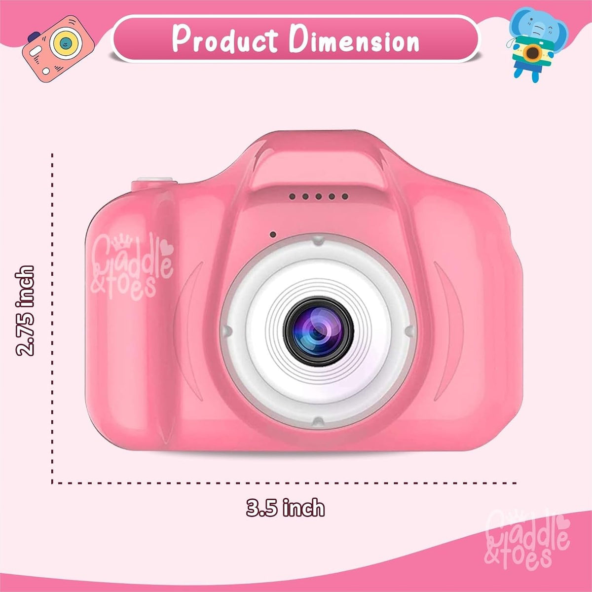CADDLE & TOES Kids Digital Camera for Photos & Videos | Mini Camera Toy with 2-Inch Screen & USB Rechargeable | Fun &...