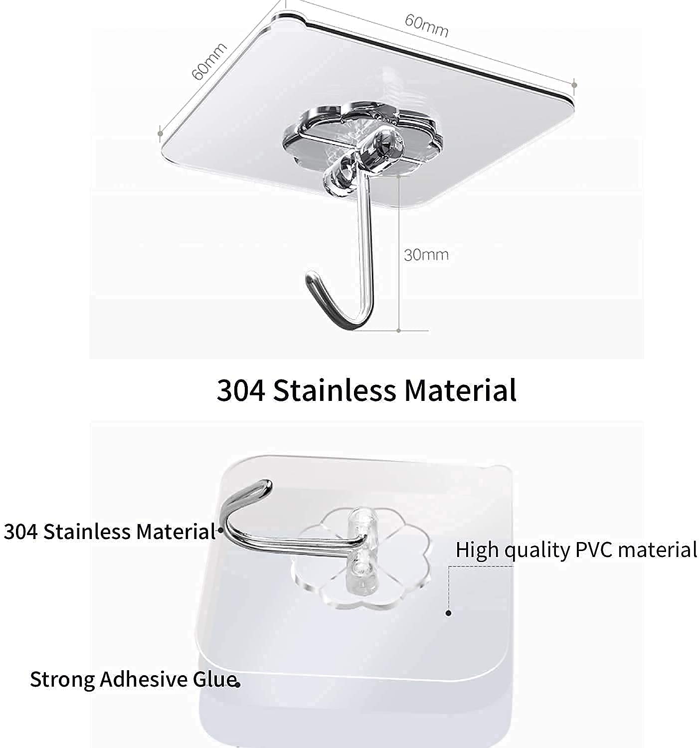 Sticker ABS Plastic + Steel Hook Hanger - Set of 5