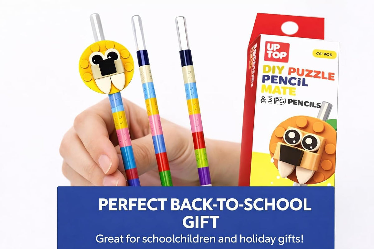 DIY Puzzle Pencil Mate for Kids, Build-Your-Own Animal Pencils, 8-Piece Creative Construction Pencil Set, Educational...
