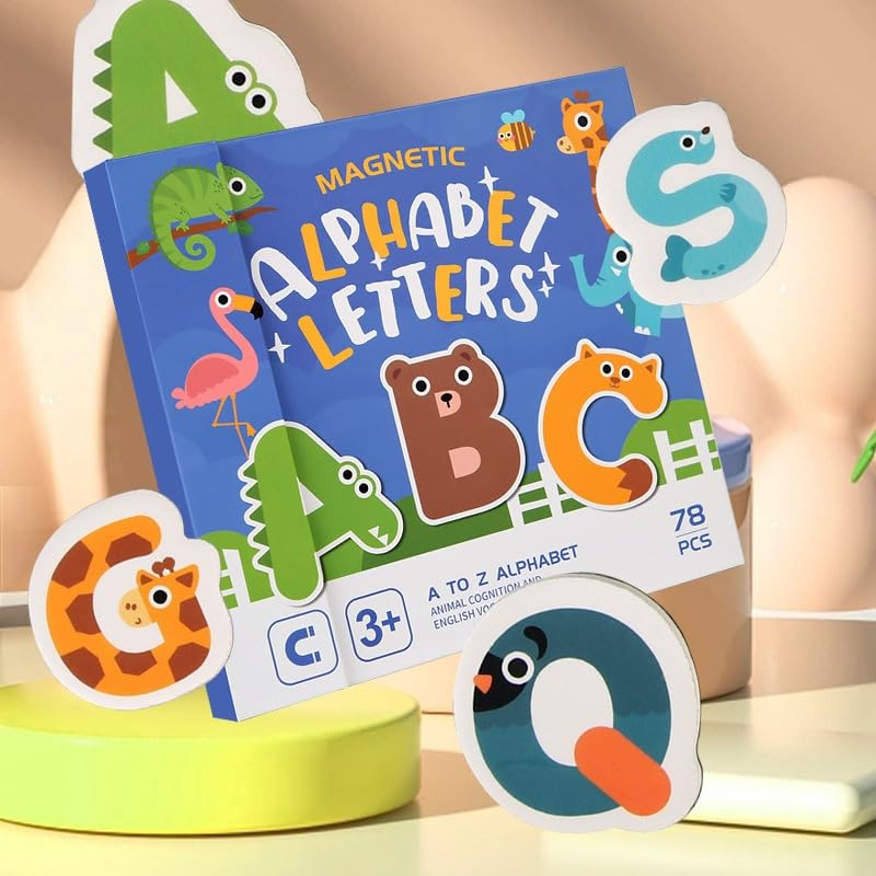 Magnetic Alphabet Letters Learning Set for Kids | 78 Pcs ABC with Animal Board Book | Montessori Educational Toy for ...