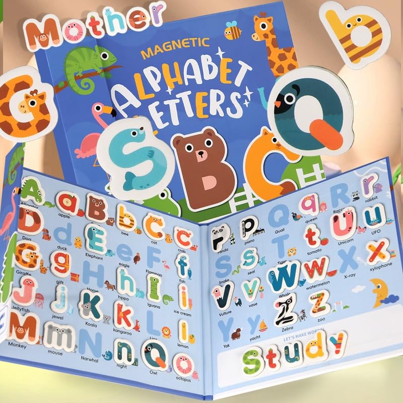 Magnetic Alphabet Letters Learning Set for Kids | 78 Pcs ABC with Animal Board Book | Montessori Educational Toy for ...