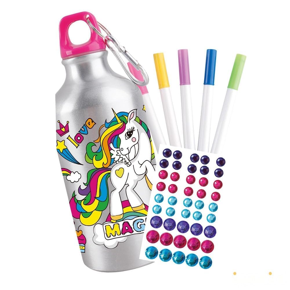 KRySt DIY Doodle Water Bottle for Kids (500 ml) | Includes 5 Color Pens | Creative Art & Craft Activity | Personalize...
