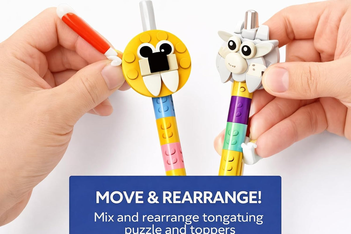 DIY Puzzle Pencil Mate for Kids, Build-Your-Own Animal Pencils, 8-Piece Creative Construction Pencil Set, Educational...