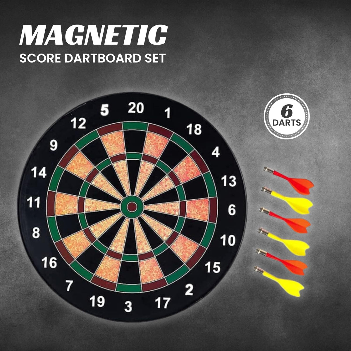 Kids Mandi® Magnetic Dart Board Set - 13 Inch Wide with 6 Magnetic Darts | Safe Dartboard Target Board Game Set | Sco...