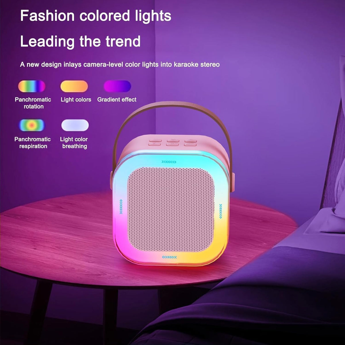Karaoke Machine, Rechargeable Wireless Mini Portable Bluetooth Karaoke Machine | Bluetooth Speaker with Microphone & LED Lights - Kids Music Singing Toys for Girl Boy Birthday Gift Ideas