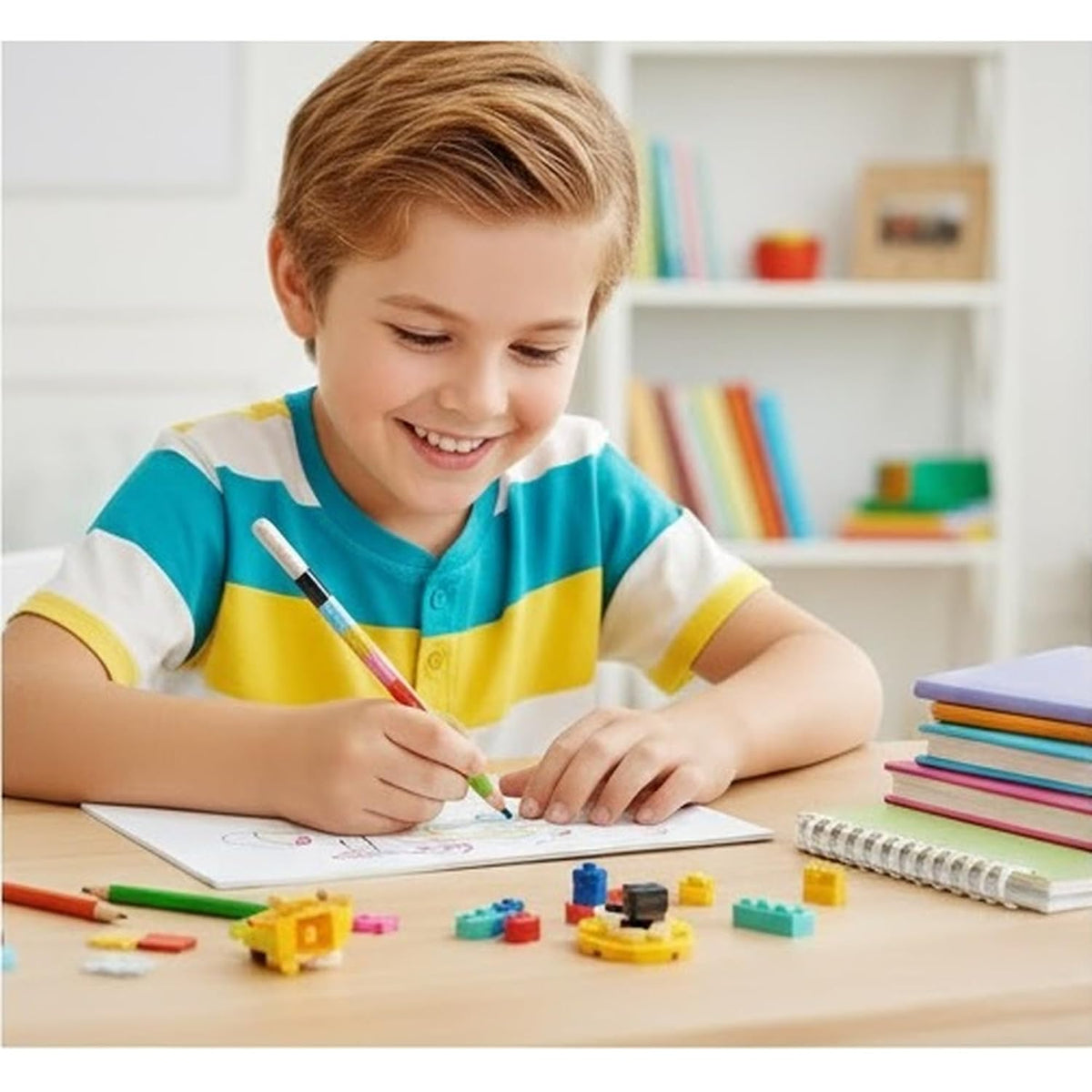 DIY Puzzle Pencil Mate for Kids, Build-Your-Own Animal Pencils, 8-Piece Creative Construction Pencil Set, Educational...