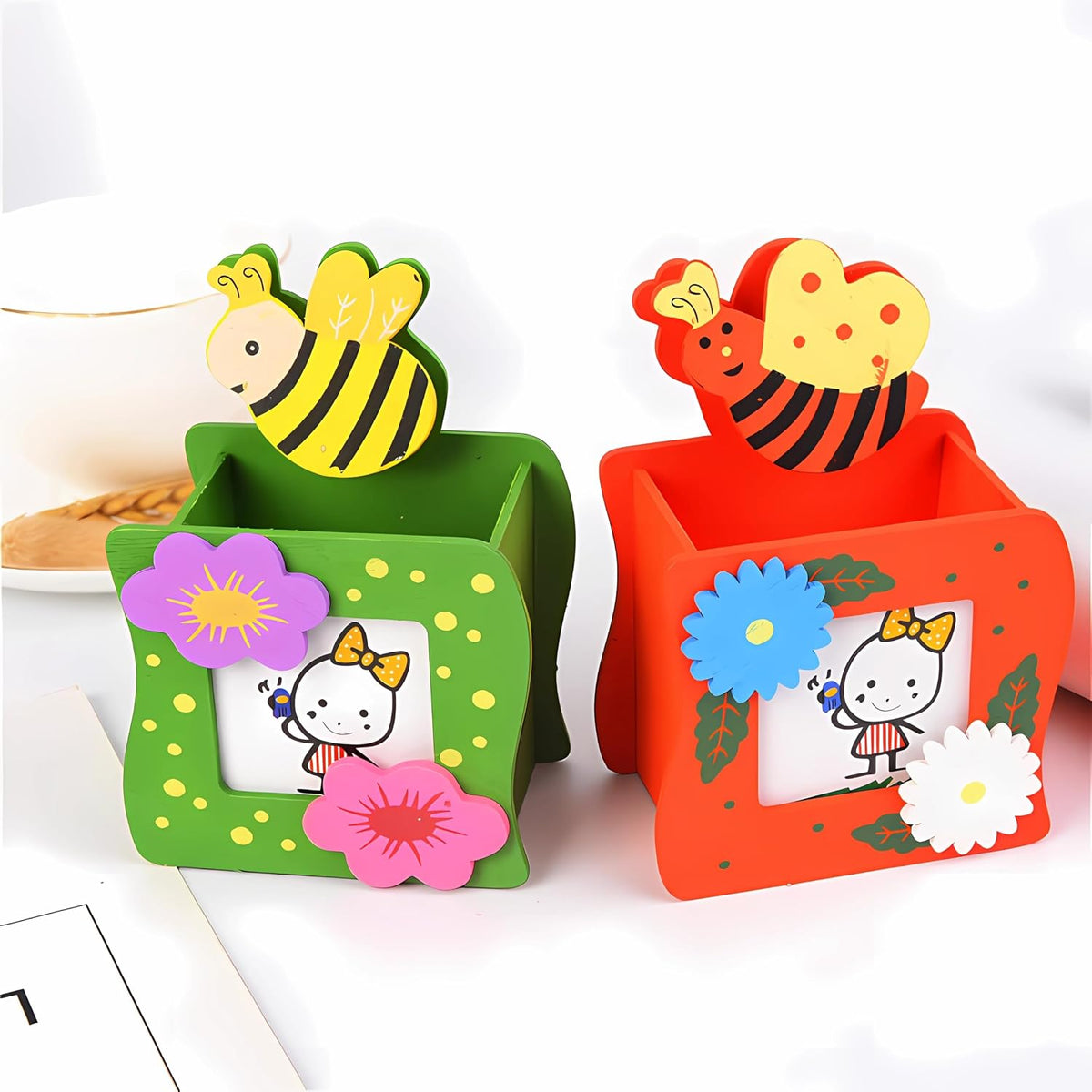 SILLYME 8pcs Wooden Pen Stand Return Gifts Birthday Party | Return Gift for Kids Age 6-10 & 10-12 - Birthday Return G...