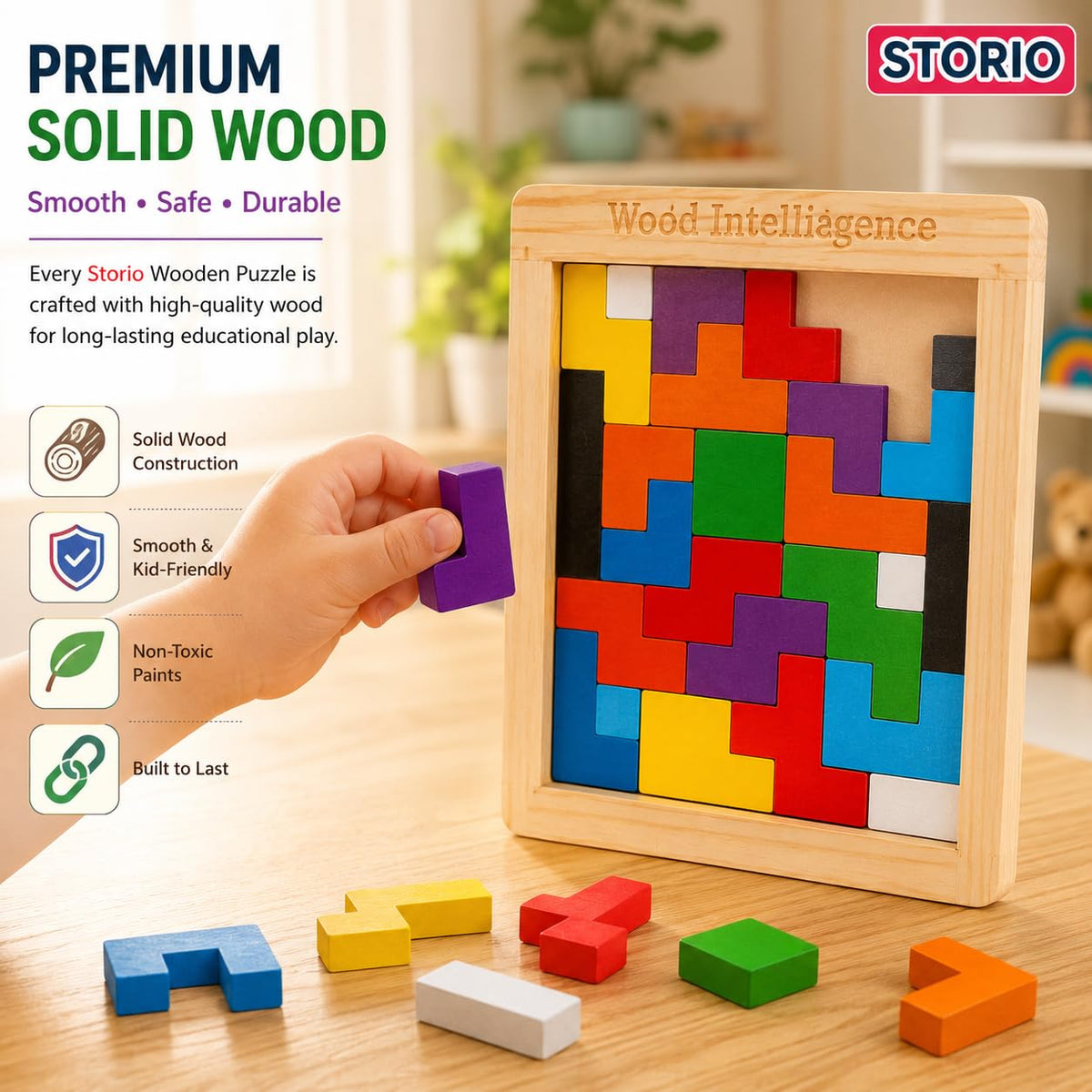 Wooden Russian Blocks Puzzles for Kids Adults, Wood Intelligence Puzzle for Ages 3-8,Wooden Puzzles Brain...
