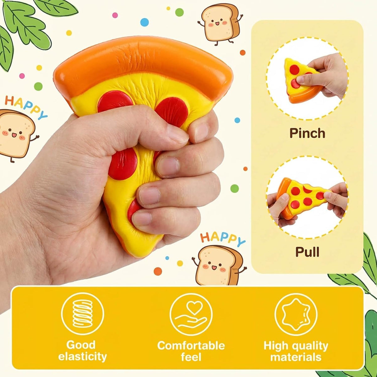 Taba Squishy, Squishy Dumpling Decorative Piece, Orange Edge Pizza Desktop Display Item, Single Piece Collectible