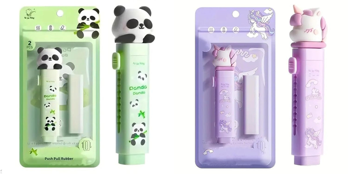 Alokik Enterprise 1 Pcs Cartoon Shaped Cute Erasers Push Pull Design Retractable Erasers Pastel Aesthetic Pencil Eras...