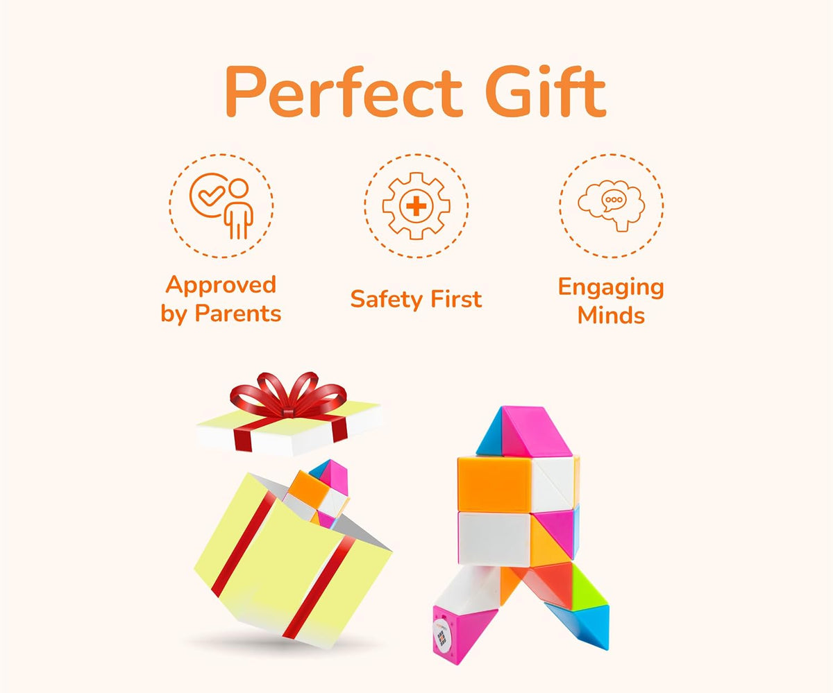 Cubelelo Magic Snake Rainbow Puzzle Cube (24 Wedges) | Twist and Turn Shape Creation Fun Game for Kids Boys Girls and...