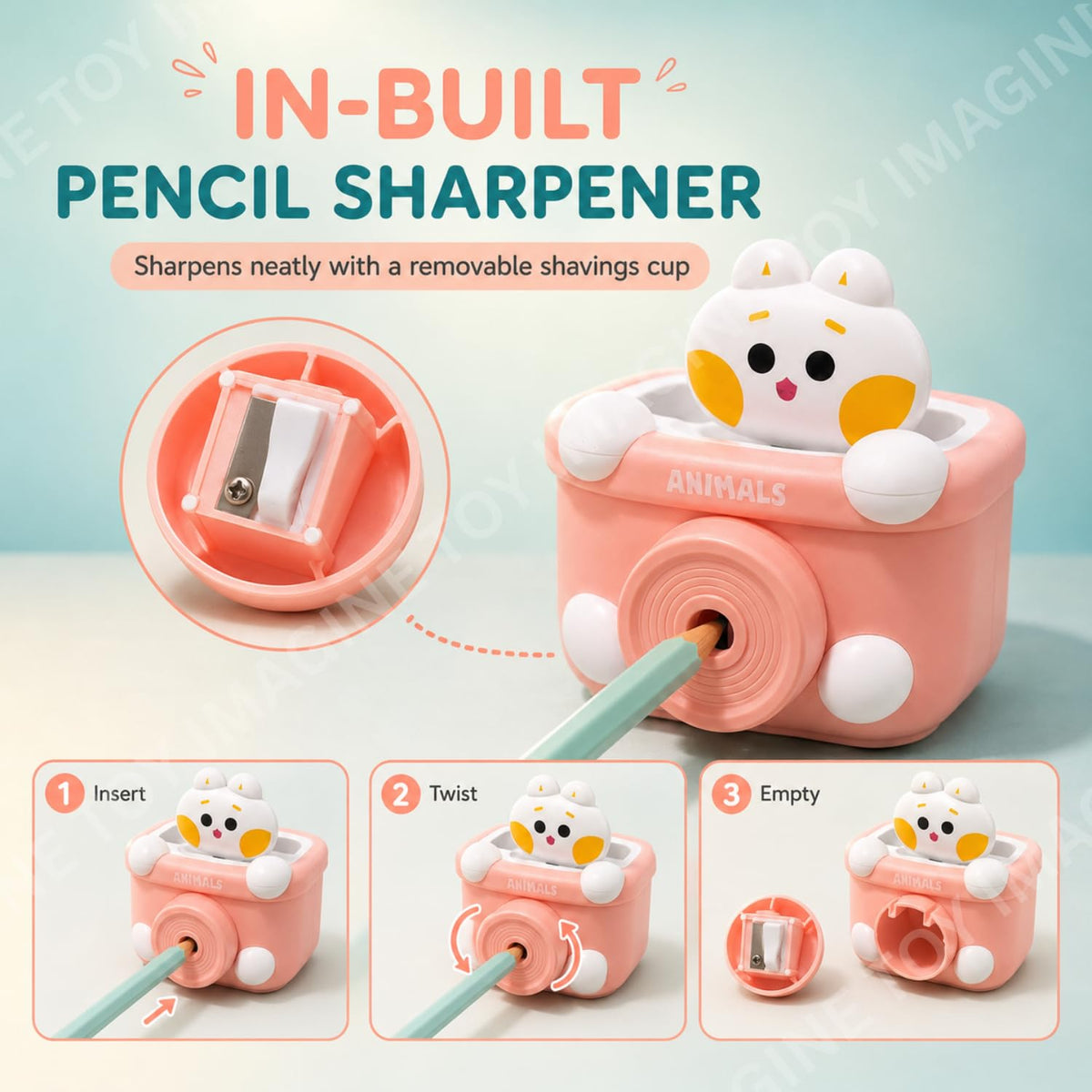Toy Imagine 3-in-1 Kids LED Study Lamp USB Rechargeable Night Light with Pen Holder and Pencil Sharpener Cute Camera ...