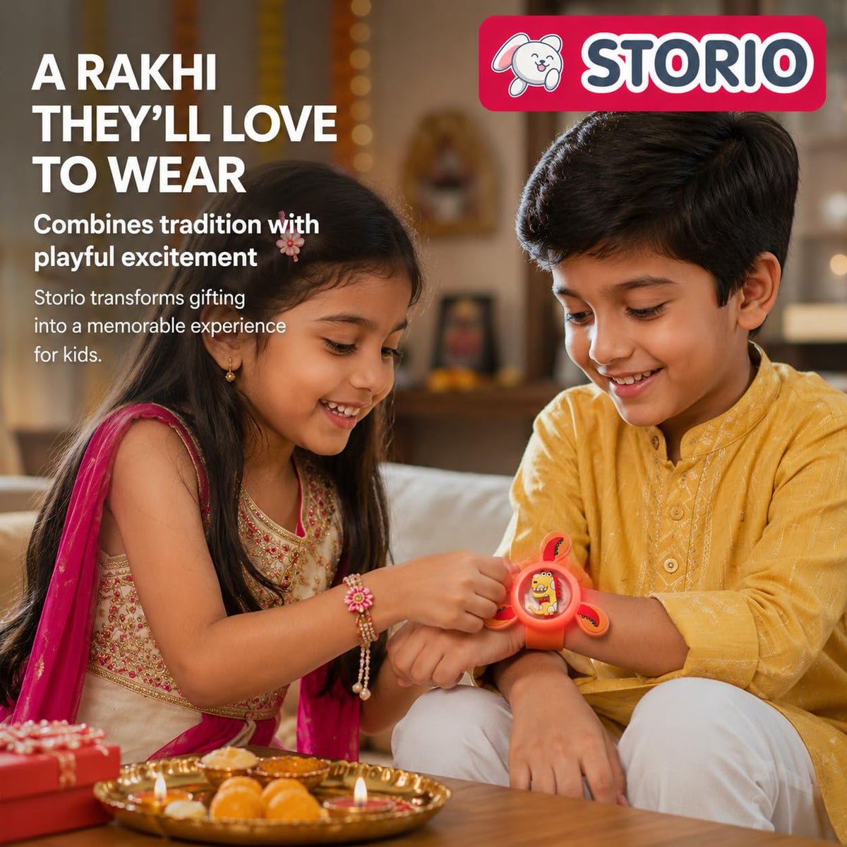 Storio Pack of 1 Rakhi for Brother Kids Wrist Band for Boys and Girls Spinning Slap Band Cute Cartoon Bracelet Wrist ...