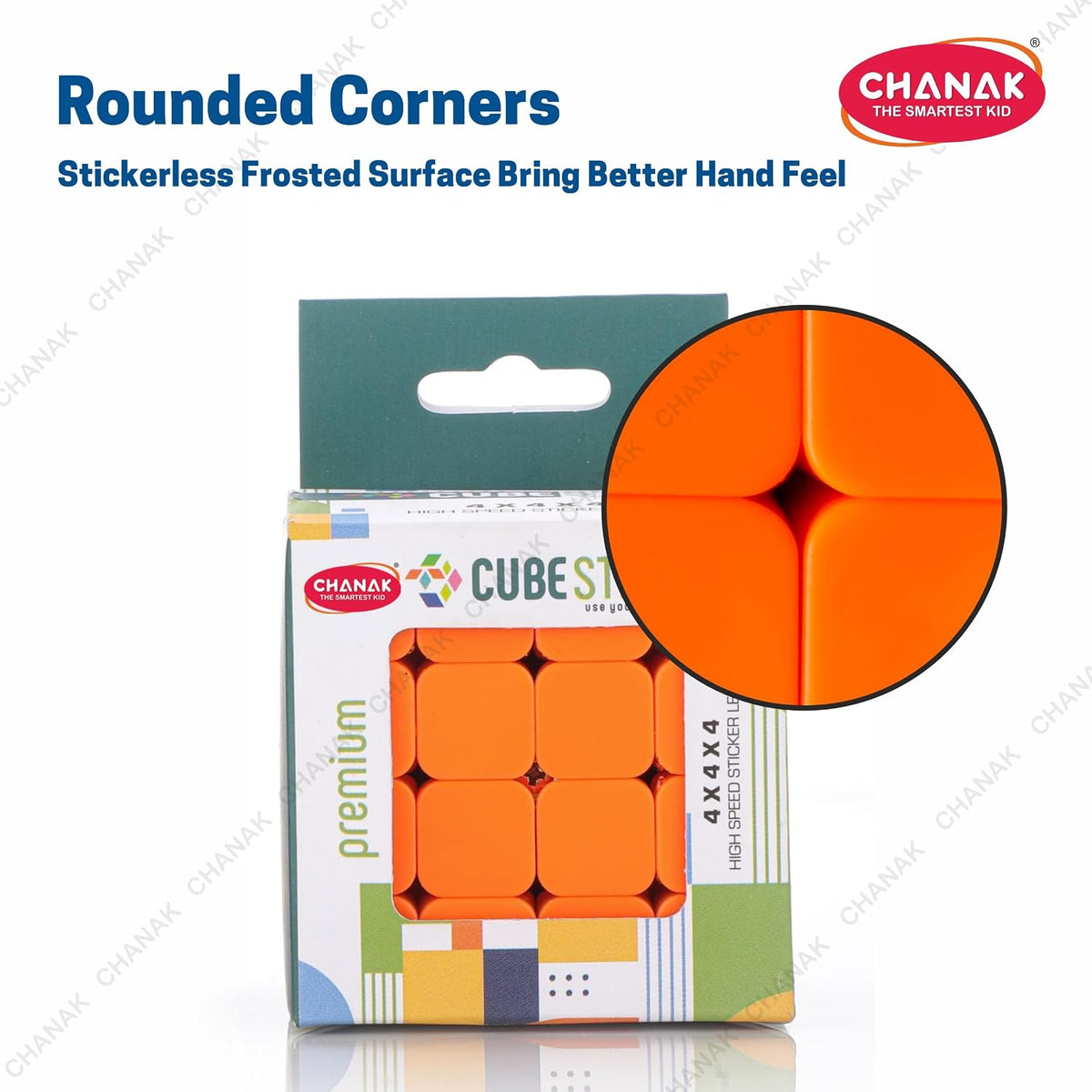 Chanak 4x4 Cube, High Speed Stickerless Cube Puzzle for Kids, Brainstorming Cube for Kids Above 6 Years, BIS Approved.