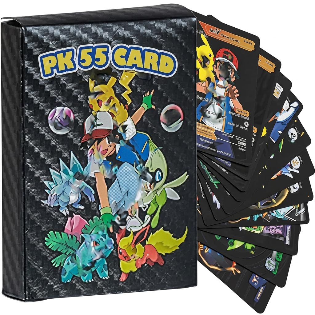 Pokémon Trading Card Game Foil Cards Pack Battle TradingCards for Kids & Collectors Set of 55 Rare VMAX GX VSTAR Trad...