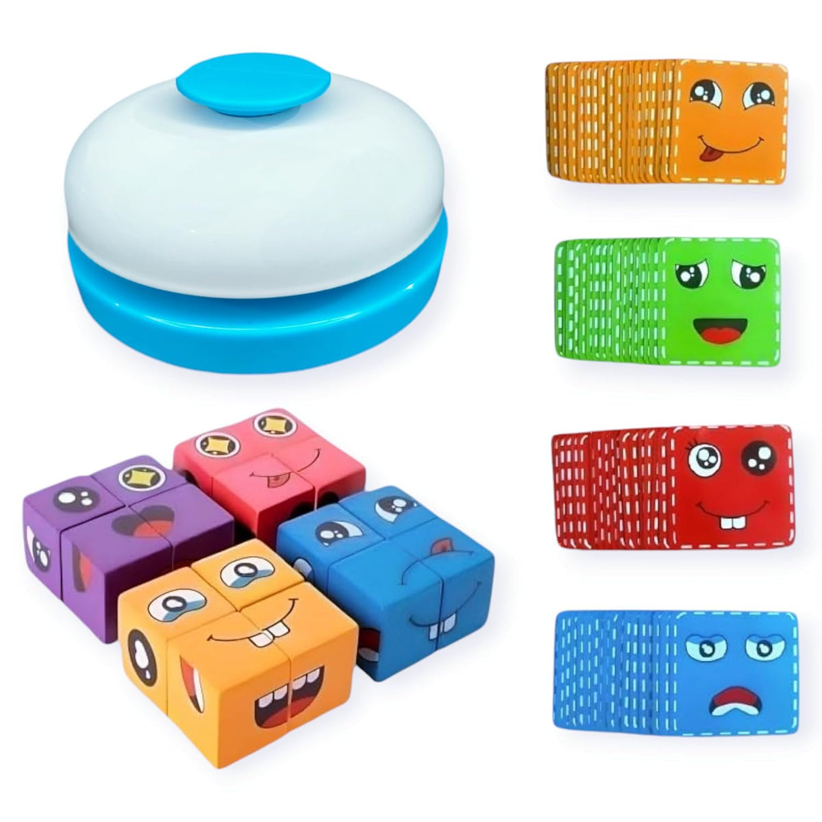 Umadiya® Face Changing Cube Building Blocks Puzzle, Wooden Face Expression Toy, Educational Face Matching Family Boar...