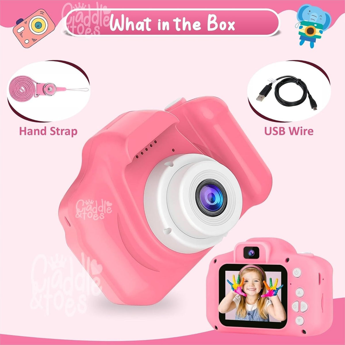 CADDLE & TOES Kids Digital Camera for Photos & Videos | Mini Camera Toy with 2-Inch Screen & USB Rechargeable | Fun &...