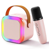 Karaoke Machine, Rechargeable Wireless Mini Portable Bluetooth Karaoke Machine | Bluetooth Speaker with Microphone & LED Lights - Kids Music Singing Toys for Girl Boy Birthday Gift Ideas