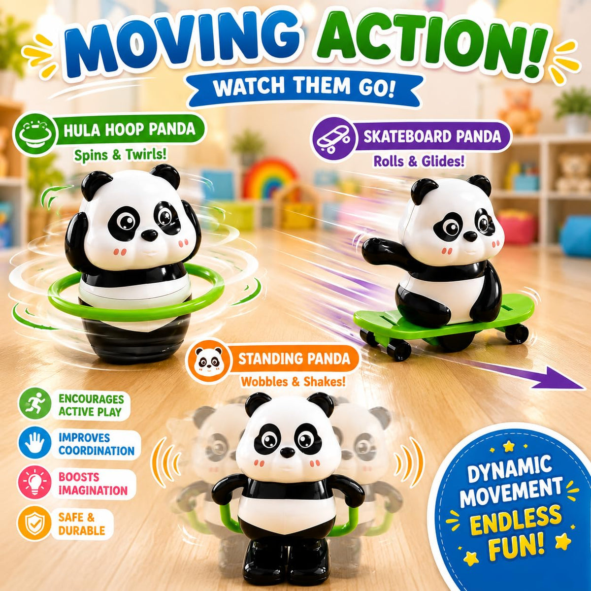 Cute Panda Toy for Kids Fun Toys for Kids Moving Toys for Babies 6-12 Months