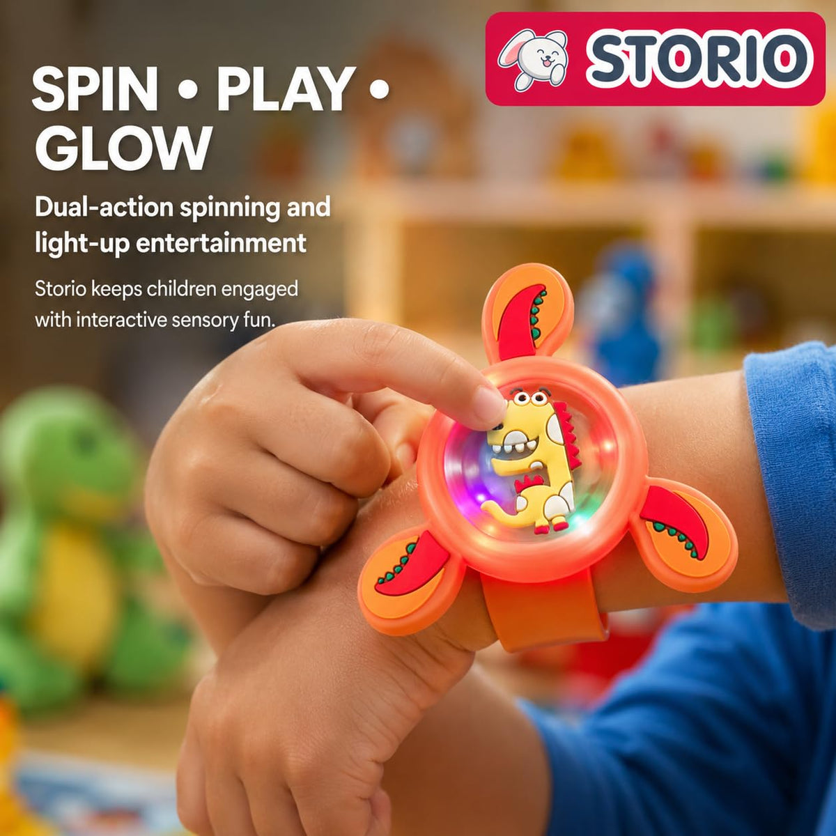 Storio Pack of 1 Rakhi for Brother Kids Wrist Band for Boys and Girls Spinning Slap Band Cute Cartoon Bracelet Wrist ...
