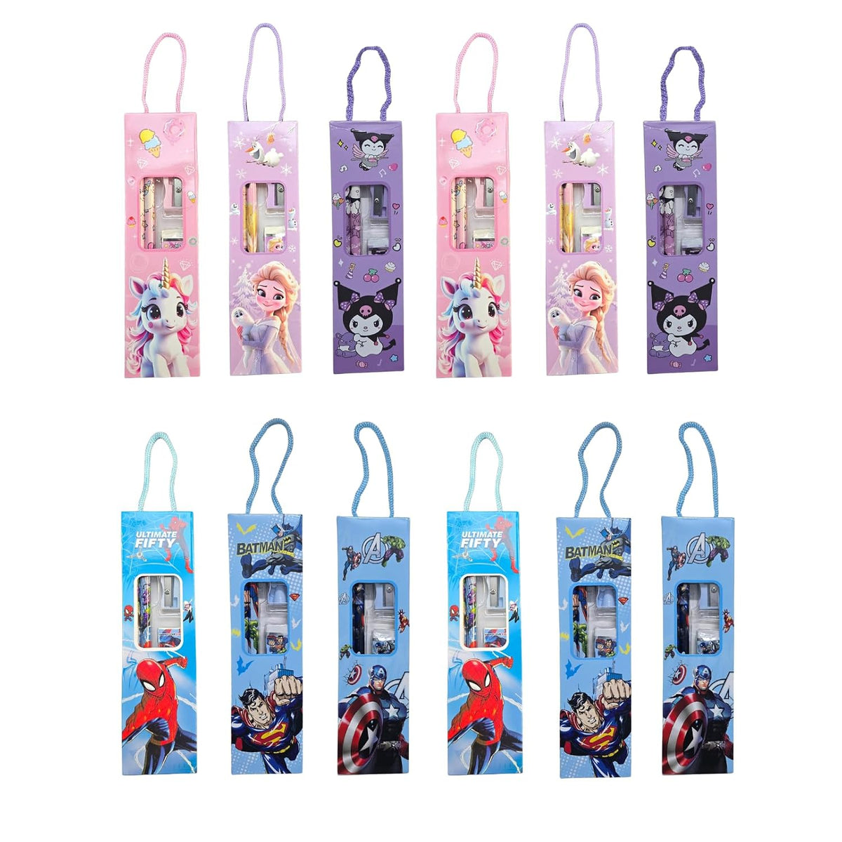 12 pcs Stationery Set for Return Gifts Party | Pencils Sharpener Eraser Fancy Box | Best Return Gifts in Bulk for Chi...