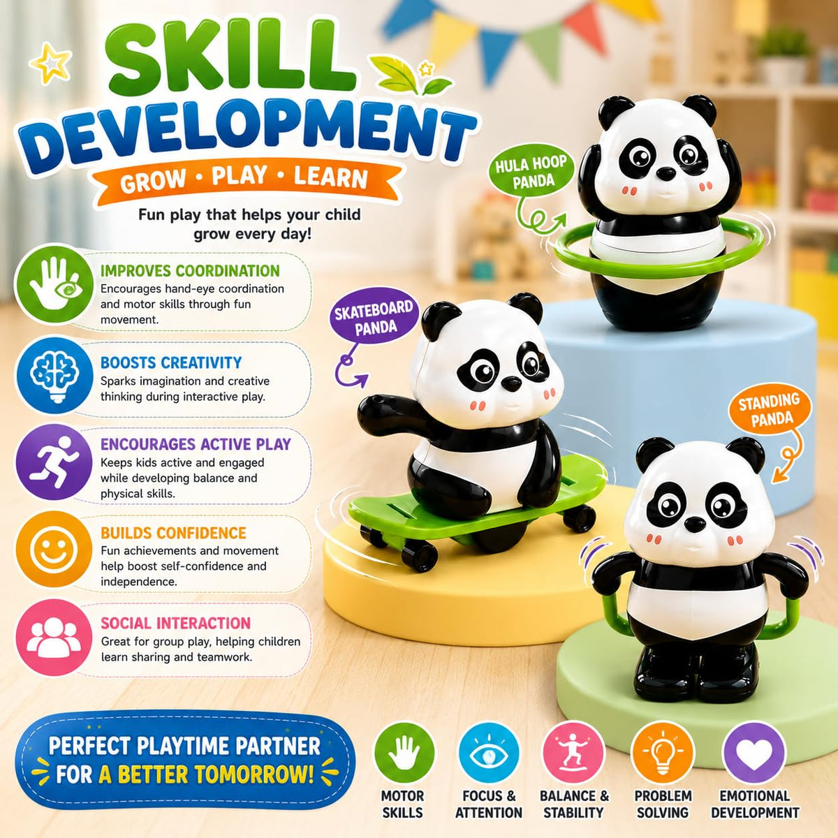 Cute Panda Toy for Kids Fun Toys for Kids Moving Toys for Babies 6-12 Months