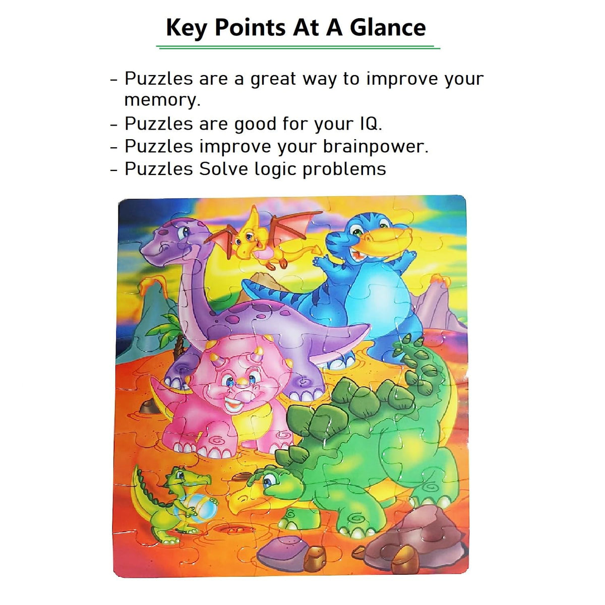 MUREN® Dinosaurs Jigsaw Puzzle Game for Kids- Age of 5-12 Years Old- Educational and Fun Children Game-Child Learning...