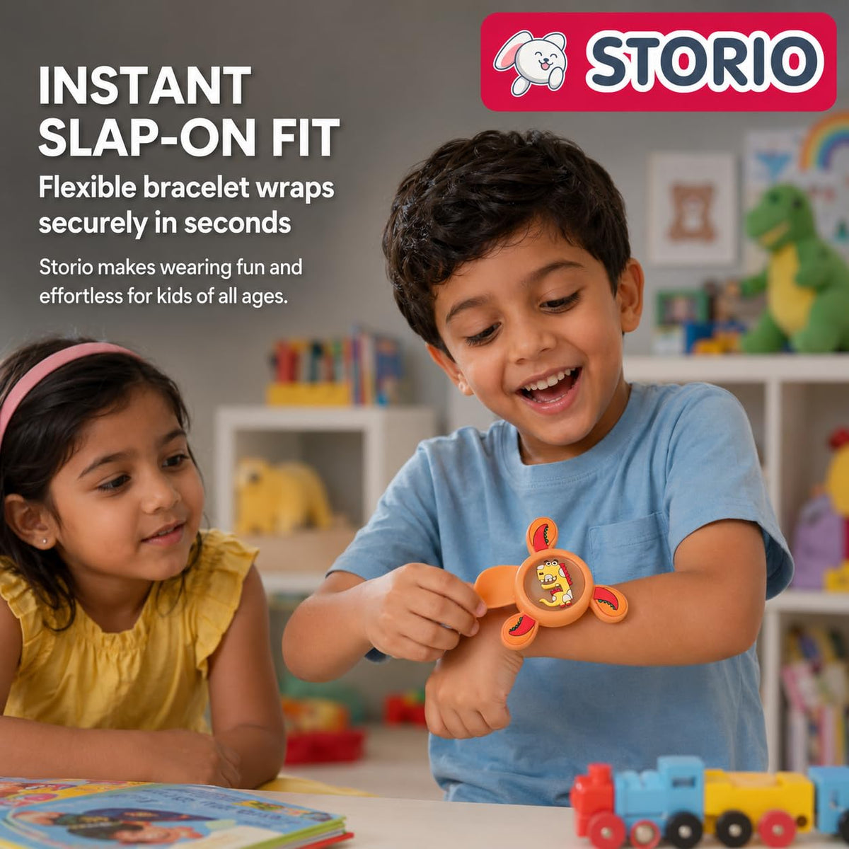 Storio Pack of 1 Rakhi for Brother Kids Wrist Band for Boys and Girls Spinning Slap Band Cute Cartoon Bracelet Wrist ...