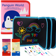 Toy Imagine 14 Pages Erasable Doodle Book with Markers & Wet Wipes Reusable Drawing & Coloring Pad | Magic Water Slat...