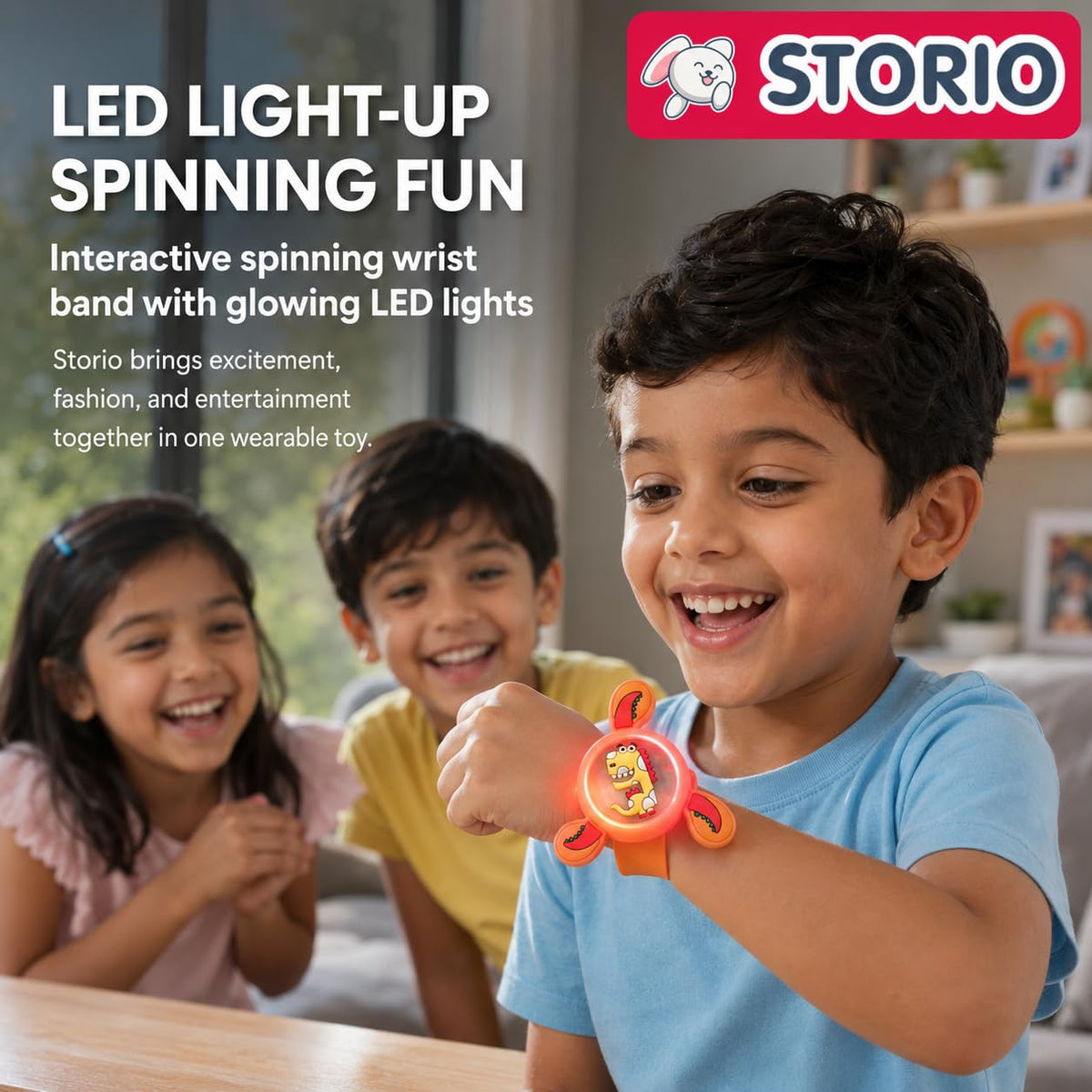 Storio Pack of 1 Rakhi for Brother Kids Wrist Band for Boys and Girls Spinning Slap Band Cute Cartoon Bracelet Wrist ...