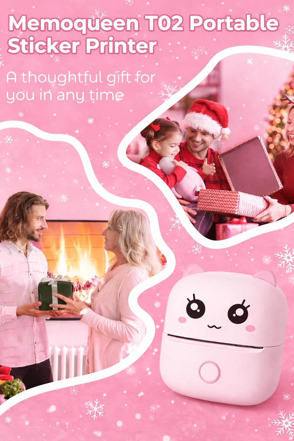 Brand Conquer Mini Bluetooth Thermal Printer for Kids | Cute Kitty Design | Portable & Rechargeable | Ink-Free Printi...