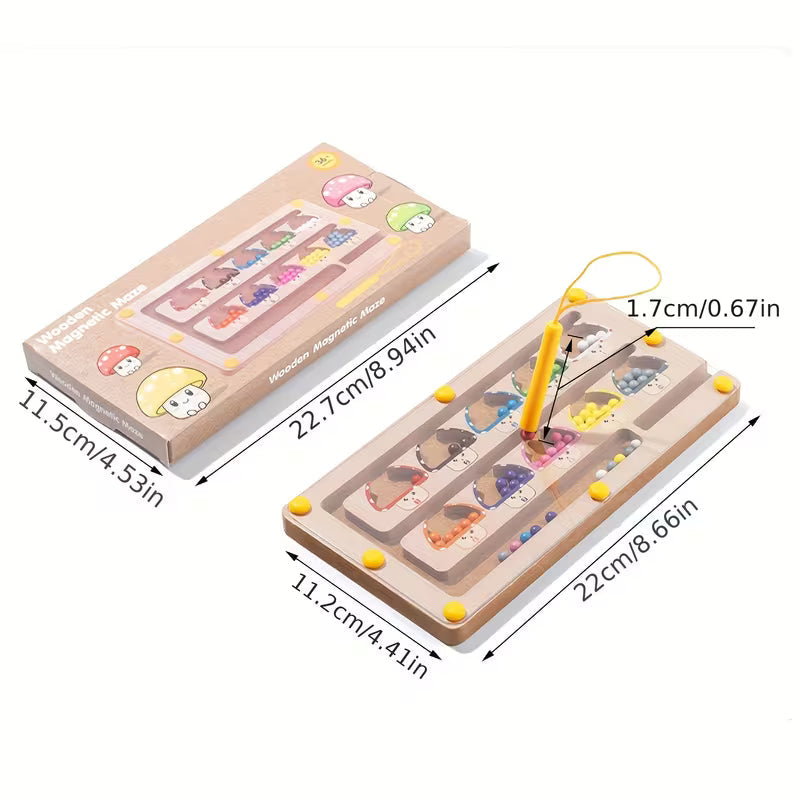 Wooden Mushroom Magnetic Color And Number Maze
