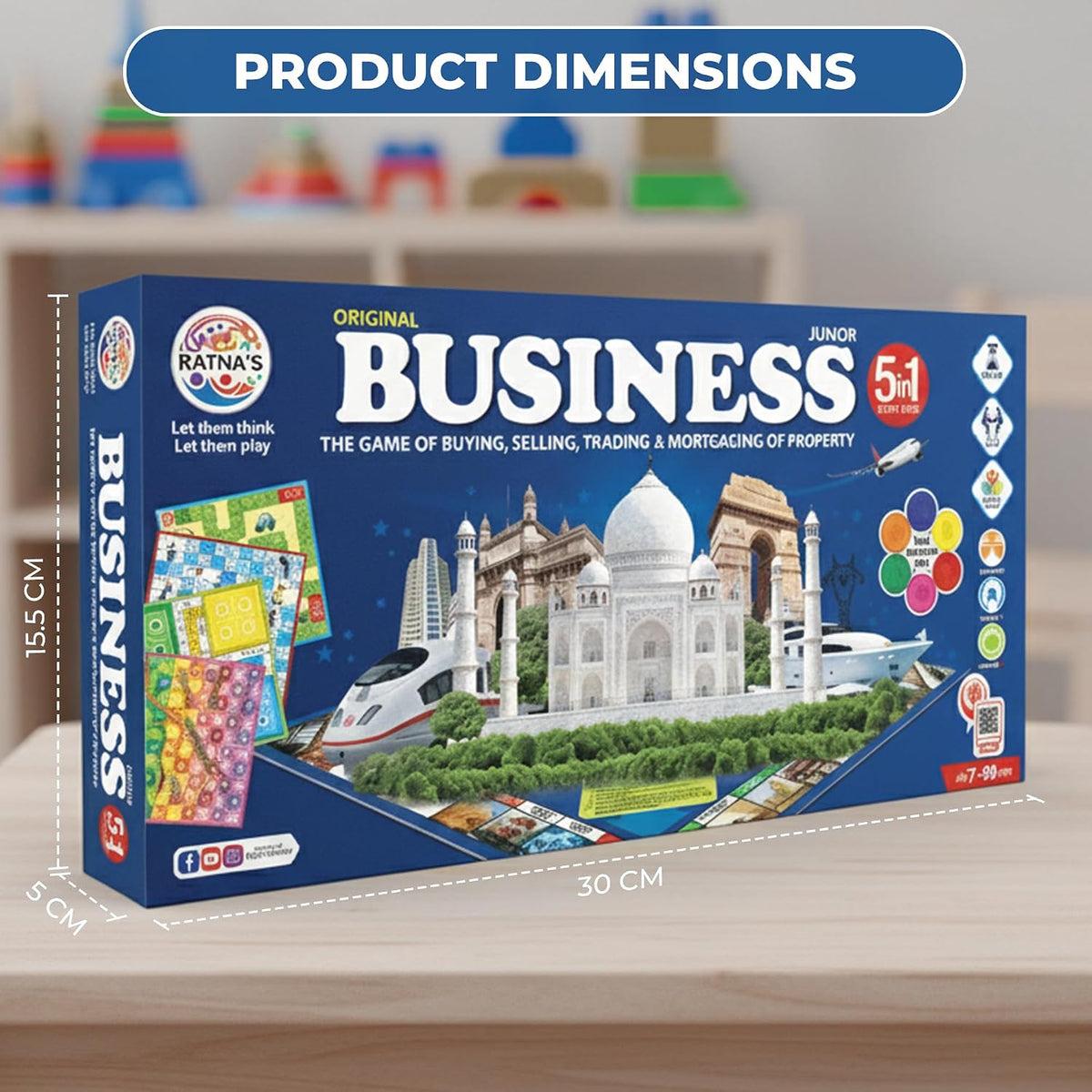 Ratna's Business Junior Coins 5 in 1 Board Game Set of Business, Snake and Ladders, Ludo, Car Rally, and Cricket Game...