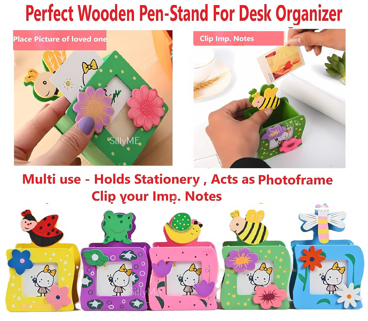 SILLYME 8pcs Wooden Pen Stand Return Gifts Birthday Party | Return Gift for Kids Age 6-10 & 10-12 - Birthday Return G...